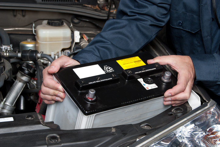 car battery being replaced